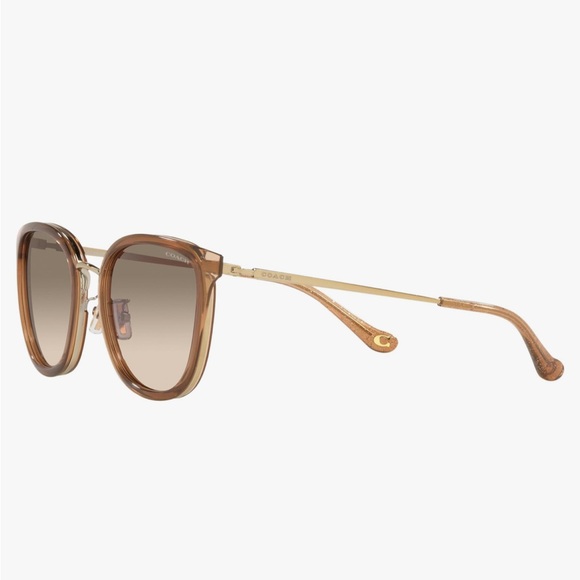 NWT Coach HC7135 Sunglasses, Light Gold/Brown/Light Brown Grey Gradient, 54 mm - Picture 2 of 10